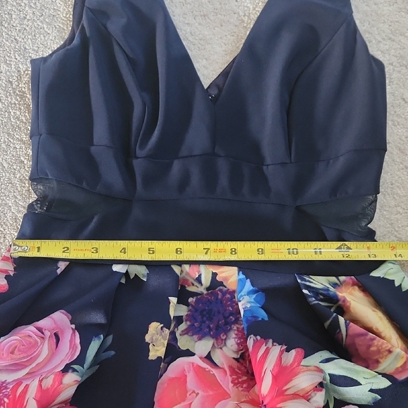 Xscape Navy Backless Dress with Floral Design - Picture 12 of 12